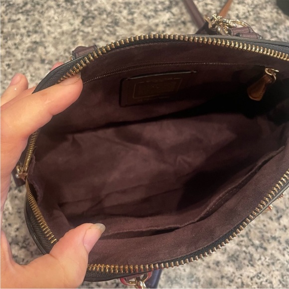 Coach Mini Sierra Satchel Black Patent Burgundy Leather Gold Hardware - Picture 8 of 12